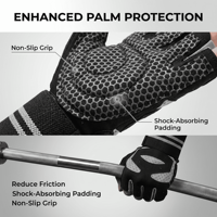 Gants de fitness demi-doigts pour musculation haltères et barres, antidérapants, anti-callosités, avec support poignet et paume respirante rembourrée