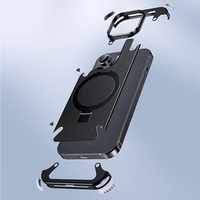 Étui de protection magnétique en métal avec cadre en aluminium et cuir véritable antichoc pour iPhone 15 Pro Max 14 17 16 Coque arrière