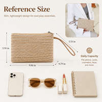 Pochette cosmétique en raphia tressé style ferme avec logo personnalisé, sac de maquillage portable écologique pour femmes, dames, filles, pochette de plage estivale