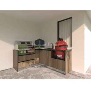 2026 Dorene L şekilli açık gaz ızgara Modern komple sistem mutfak ahşap renk açık mutfak ile Pizza fırını - Product Image 6