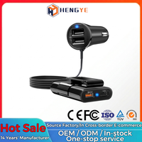 Chargeur de voiture électrique à prix d'usine pour siège arrière, 4 ports PD à charge rapide QC3.0 15W/18W, compatible caméra, en ABS+PC