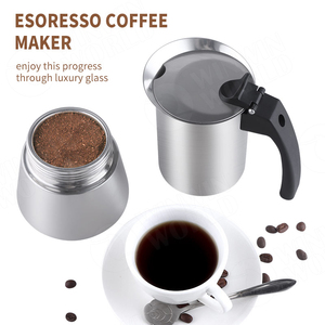 Cafetière Moka en acier inoxydable 304 de haute qualité, argentée, pour 2, 4, 6 ou 9 tasses, version améliorée - Product Image 4