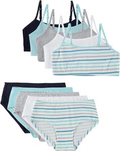 Conjunto de bragas a juego para niñas populares - Bralettes de algodón y bragas de cintura baja - Paquete múltiple - Product Image 1