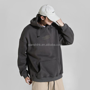 Boxy เสื้อฮู้ด400Gsm ใส่ได้ทั้งชายและหญิง, เสื้อมีฮู้ดลายขนแกะผ้าฝ้าย100% - Product Image 4
