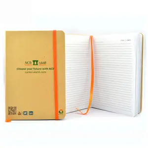 Hoge Kwaliteit Kantoor Leverancier A5 A6 Eenvoudige Kraftpapier Lijn Effen Notebook Cover Met Rubberen Band Gouden Rand En Flexibele Harde Kaft