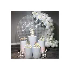 Acrílico Rodada Cilindro Pedestal Casamento Display Plintos Pilares Base Branco Perspex Riser Stands Para Trinkets Flores & Velas