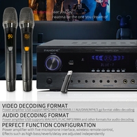 Ev Tipi KTV Karaoke Amfisi, DSP 2.0 Kanal Ses Alıcısı, USB Fonksiyonu Destekli, Kablosuz Mikrofonlu