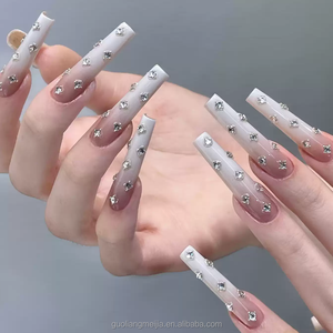 Fournisseur d'<span class=keywords><strong>ongles</strong></span> : <span class=keywords><strong>Faux</strong></span> <span class=keywords><strong>ongles</strong></span> à presser en acrylique BKawaii avec strass, manucure artisanale pour les soirées - Product Image 1