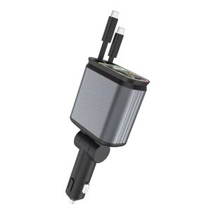 Chargeur de voiture intelligent 4 en 1 66W avec câbles rétractables et écran <span class=keywords><strong>LED</strong></span> pour iPhone 15/14 Pro Max - Product Image 1