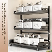 Étagère à épices en métal à 3 niveaux pour comptoir de cuisine, organisateur d'assaisonnements avec porte-couteaux, étagère de rangement moderne et minimaliste, vente en gros