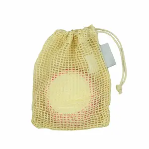 Aanpassen bamboe natuurlijke recycle biologische netto koord pouch katoen zeep zak mesh