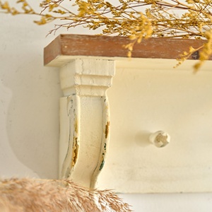 Étagère murale multifonctionnelle convertible à un seul niveau en bois blanc Art Déco INNOVA pour salon avec crochet - Product Image 5