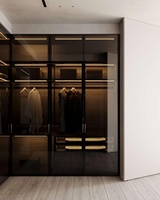 Dressing de luxe garde-robes complètes placard de chambre porte en verre armoire de chambre personnalisée