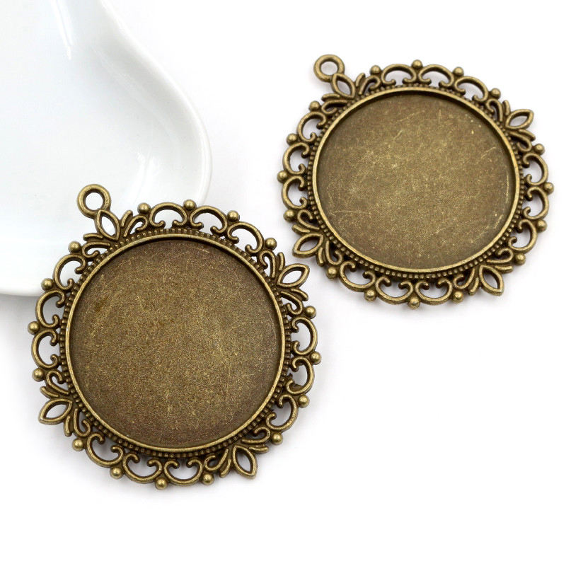 35mm Inner Size Bronze Antique Silver Plated Double Side Cabochon - Main Image