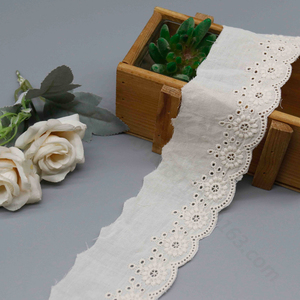 <span class=keywords><strong>Pizzo</strong></span> Floreale Vintage Eco-Friendly con Bordo Ondulato Ricamato per Abiti e Tessili per la Casa - Product Image 2