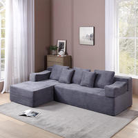 Canapé-lit d'angle de luxe de style Mid-Century Modern, ultra-doux, en éponge, modulaire et mobile, pour un coin détente intime et chaleureux, petit et confortable