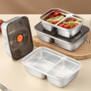 Boîte à lunch en acier inoxydable améliorée, avec fermoirs anti-fuite, 2 compartiments, récipient supplémentaire, compatible micro-ondes, écologique, bento alimentaire - Product Image 2