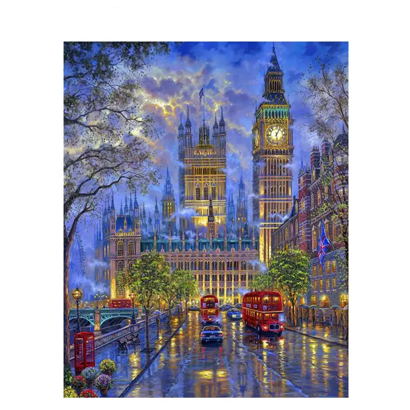 CHENISTORY 991248 sayılar tarafından DIY boyama kiti londra Big Ben Modern sanat ev yağlıboya keten tuval renk kutusu klasik manzara