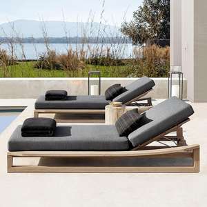 Chaise longue <span class=keywords><strong>de</strong></span> <span class=keywords><strong>jardin</strong></span> en teck pour villa, mobilier d'extérieur <span class=keywords><strong>de</strong></span> luxe, chaise longue individuelle en bois massif moderne pour la plage - Product Image 6