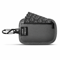 Portefeuille porte-cartes portable avec logo personnalisé, blocage RFID, pochette zippée pour pièces de monnaie et clés, idéal pour les voyages en plein air