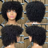Perruques abordables fabriquées à la machine avec 100 % de cheveux brésiliens : Perruques courtes style pixie afro bouclées crépues sans dentelle pour femmes