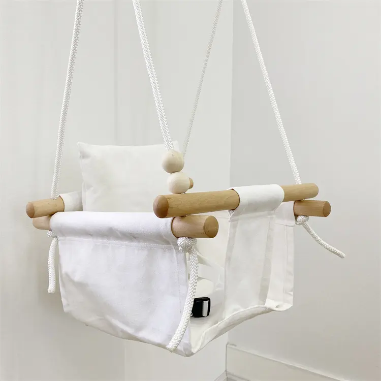 Canvas Baby Schommel Stoel Opknoping Hout Kinderen Kleuterschool Speelgoed Buiten Indoor Kleine Mand Swingende Schommelstoel