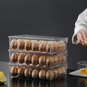 冷蔵庫の卵収納ボックス積み重ね可能なBPAフリーの透明な卵オーガナイザーコンテナ、冷蔵庫用の蓋付き卵トレイ付き