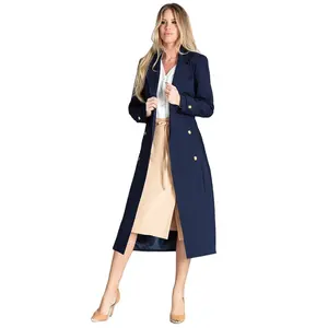 2022 yeni yaz moda mavi bayan uzun trençkot günlük iş ceket