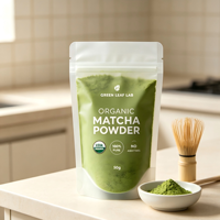 Sacs en Mylar givrés personnalisés de qualité alimentaire, semi-transparents, avec fermeture éclair, pour emballages de poudre de matcha