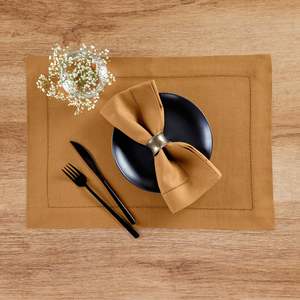 Serviettes et sets de table en lin à ourlet festonné, finition tissée soignée, pour les acheteurs en gros réguliers destinés aux tables de restauration - Product Image 1