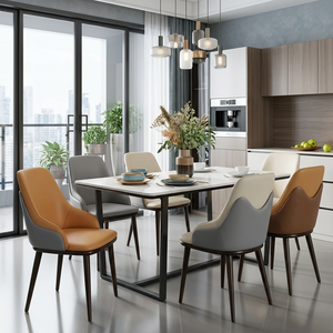 <span class=keywords><strong>Sedie</strong></span> da Pranzo Moderne Minimaliste in <span class=keywords><strong>Pelle</strong></span> PU con <span class=keywords><strong>Schienale</strong></span> <span class=keywords><strong>Alto</strong></span> e Gambe in Ferro per Casa, Caffè e Hotel - Product Image 2