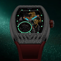Montre mécanique I&W Carnival 2026 de luxe, sportive, résistante à l'eau 3BAR, mouvement Miyota, boîtier en fibre de carbone, bracelet en silicone pour homme