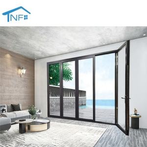 批发现代设计全景黑色铝双面玻璃门定制住宅和酒店室内工厂折叠 - Product Image 4