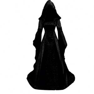BAIGE Medieval Renacimiento Maxi tren vestido mujeres adultas Halloween diablo pagano <span class=keywords><strong>bruja</strong></span> traje <span class=keywords><strong>de</strong></span> boda vestido con capucha Bata <span class=keywords><strong>para</strong></span> damas - Product Image 6