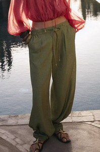 <span class=keywords><strong>Pantaloni</strong></span> a gamba larga in <span class=keywords><strong>lino</strong></span> a vita media MYST&ZA da <span class=keywords><strong>donna</strong></span>, nuovo stile estivo 2025, alla moda, casual e versatili 4745024 - Product Image 2