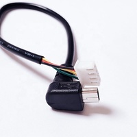 Câble d'alimentation Mini USB mâle vers JST personnalisé 4 broches/5 broches à angle descendant avec noyau en cuivre pur noir 28AWG Longueur personnalisable