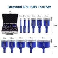 Jeu de 11 forets diamantés brasés sous vide pour utilisation à sec, 6-65 mm, avec queue triangulaire, scies cloches diamantées, coupe-trous pour porcelaine