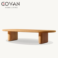 Table basse rectangulaire d'extérieur de la collection Teak avec finition résistante aux UV et imperméable pour hôtels de luxe et salons