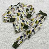 Ensemble de vêtements pour bébé en bambou, motif dessin animé, collection automne, 2 pièces, respirant, unisexe, pyjama, vêtements de nuit, vente en gros, en stock