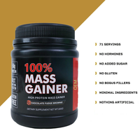 Gainer de masse 100% protéiné en poudre, saveur brownie au chocolat, 500g, pour la croissance musculaire