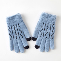 Gants en tricot acrylique personnalisés avec logo, mélange acrylique chaud, avec bouts de doigts contrastants, pour hommes et femmes, gants en tricot pour la saison froide