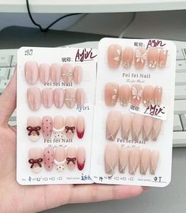 <span class=keywords><strong>Uñas</strong></span> Postizas Acrílicas de Lujo Hechas a Mano para Mujer, <span class=keywords><strong>Diseño</strong></span> Completo, con Brillo y Purpurina, Formas Cuadradas y Almendradas, Pre-diseñadas, 10 Piezas - Product Image 5