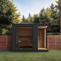 Meilleure cabine de douche d'extérieur moderne en bois massif pour 4 à 6 personnes avec sauna