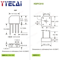 Pont redresseur à diodes KBP206 KBP210 KBP310 KBL406 KBL410 KBL608 KBL610 GBU406 GBU806 GBU808 GBJ2510 DB107 KBPC610 800V 1000V