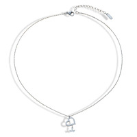 Collier de clavicule en acier inoxydable avec pendentif cœur géométrique, incrusté de zircon, bijou de cou élégant et de luxe léger