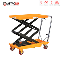 Mini table élévatrice à ciseaux hydraulique manuelle en acier inoxydable avec une hauteur maximale de 1,3 m, chariot élévateur à double ciseaux