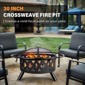 Braciere da Esterno Moderno in Metallo Red Mountain Valley 30'' per Legna, 2-in-1 con Grande Schermo Antifiamma e Copri Braciere per Patio e Campeggio - Product Image 2