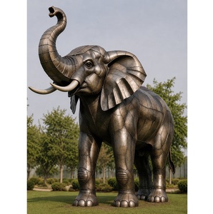 Sculpture d'éléphant en bronze personnalisée, statue de faune pour jardin extérieur et cour, artisanat métallique de haute qualité, décoration paysagère - Product Image 1