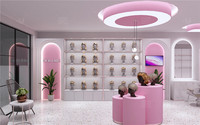 Présentoir à perruques en acier inoxydable doré personnalisé présentoir à extensions de cheveux humains meubles de salon rose tendance boutique design d'intérieur