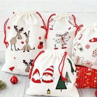 Sacs de Noël personnalisés en sublimation, petits sacs à cordon, cadeaux de Noël, sacs en toile de coton avec cordon, sacs de shopping avec logo